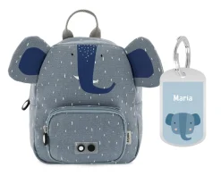 Mochila Trixie PEQUEÑA Mrs. Elephant con Llavero Personalizado