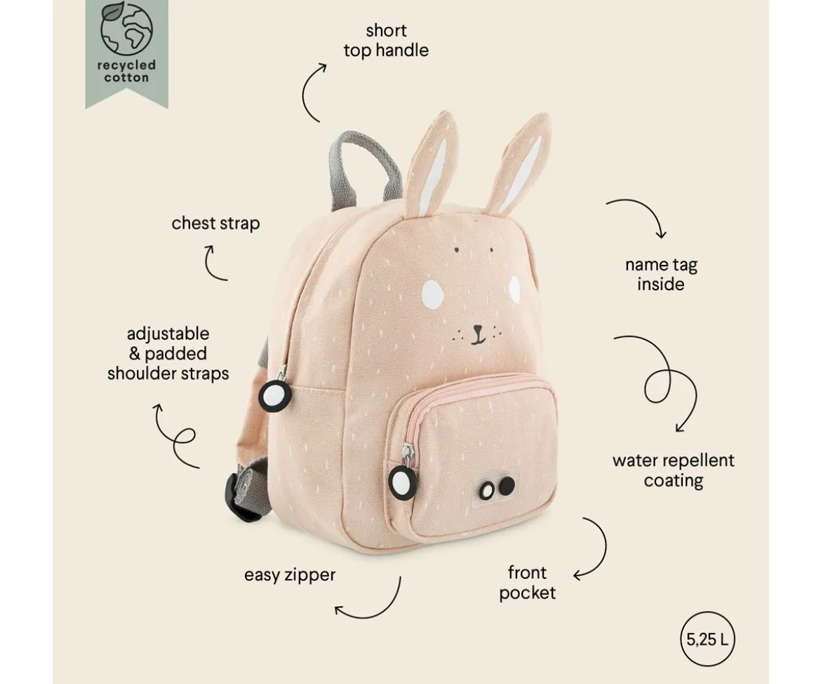 Mochila Trixie PEQUEÑA Mrs. Rabbit con Llavero Personalizado