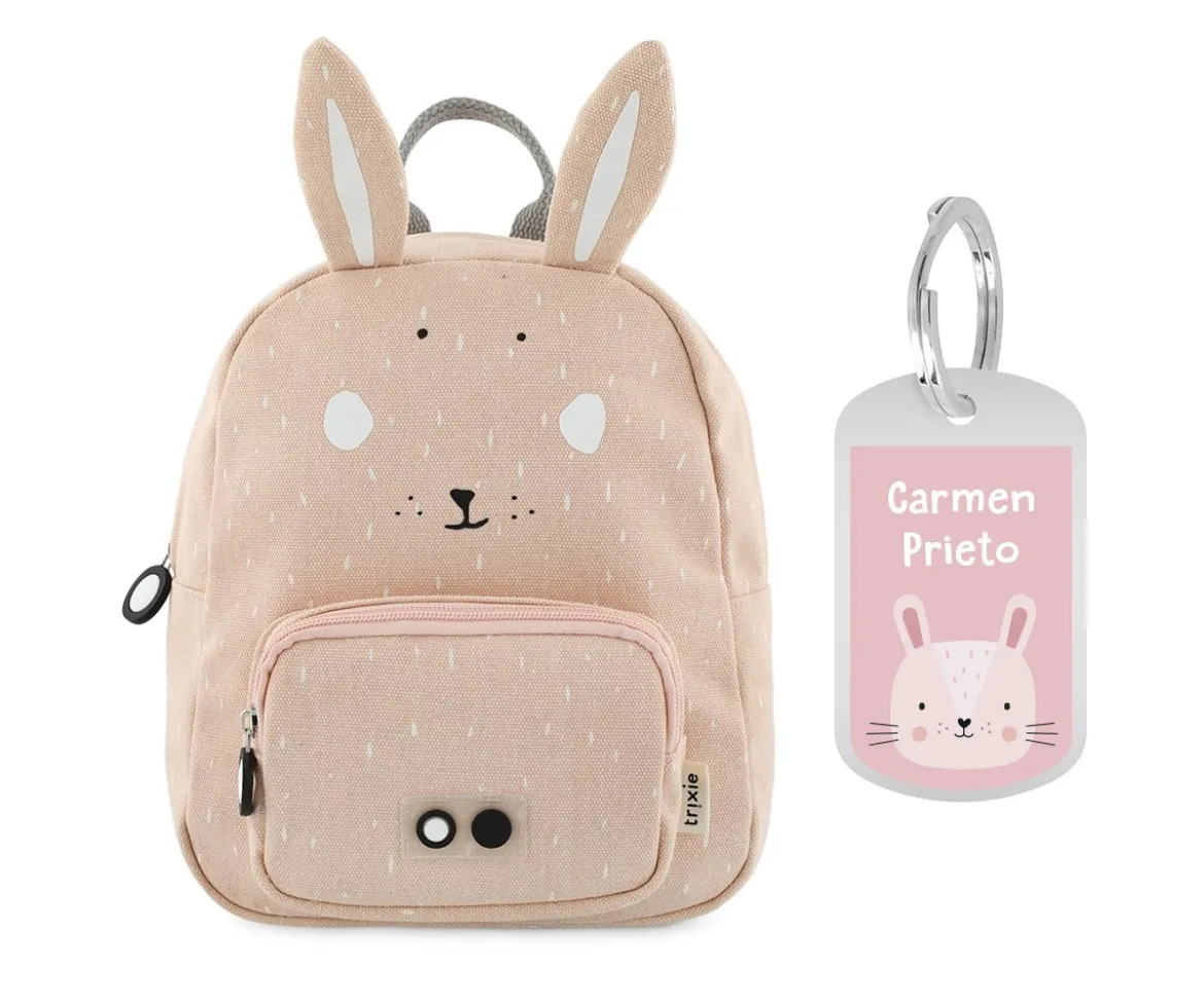 Mochila Trixie PEQUEÑA Mrs. Rabbit con Llavero Personalizado