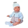 Muñeco Leo Ranita Flores Gris Chaqueta Celeste
