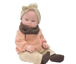 Muñeco Les Bambinis Yaëlle con Ropa de Invierno y Suéter de Punto Rosa