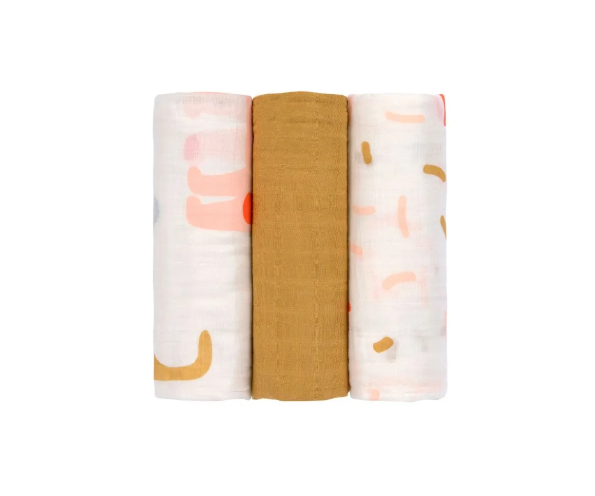 3 Muselinas Little Mateys Spicy Orange Bambú 80 cm