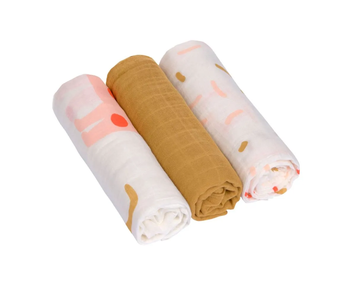 3 Muselinas Little Mateys Spicy Orange Bambú 80 cm