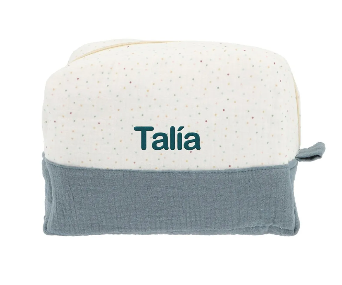 Neceser Grande Rainbow Dots Azul Personalizable