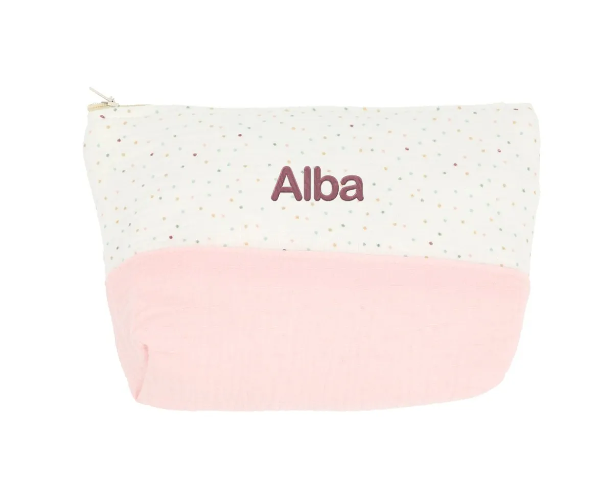 Neceser Infantil Rainbow Dots Rosa Personalizable