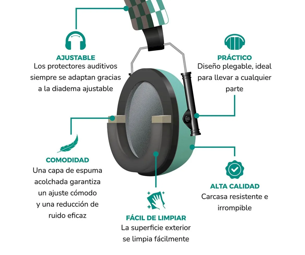 Orejeras para Bebés y Niños Alecto Green
