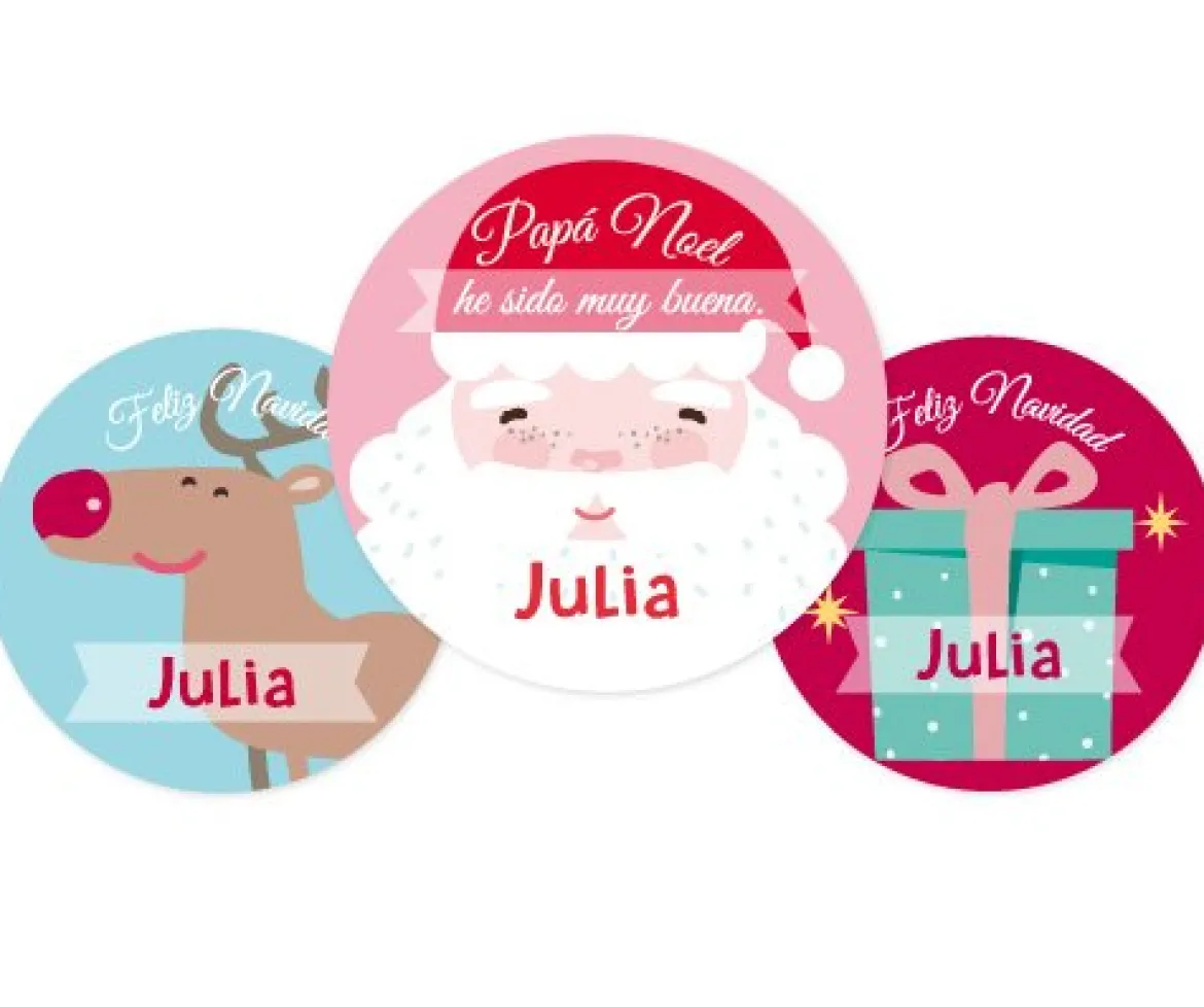 Pack 3 chapas Personalizadas Papá Noel Rosa