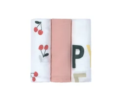 Pack 3 Muselinas Happy Fruits Cherry 80 cm