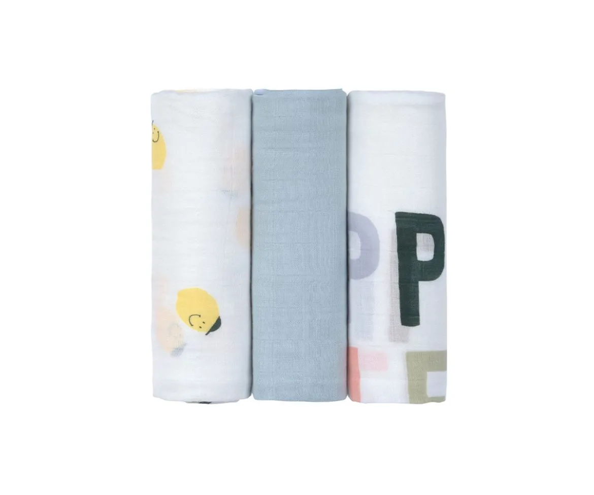 Pack 3 Muselinas Happy Fruits Lemon 80 cm