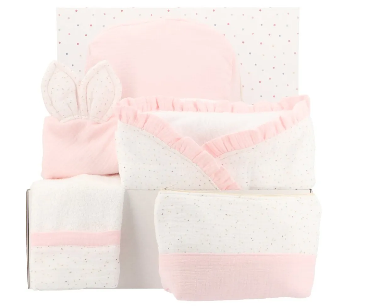 Pack Regalo Recién Nacido Personalizable Rainbow Dots Rosa