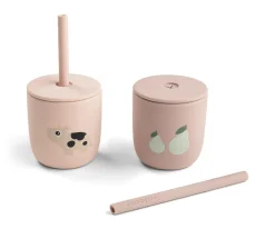 Pack 2 Vasos Silicona con Pajita Tiny Farm Powder
