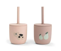 Pack 2 Vasos Silicona con Pajita Tiny Farm Powder