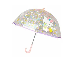 Paraguas Manual Infantil Hello Kitty Transparente Burbuja Rosa