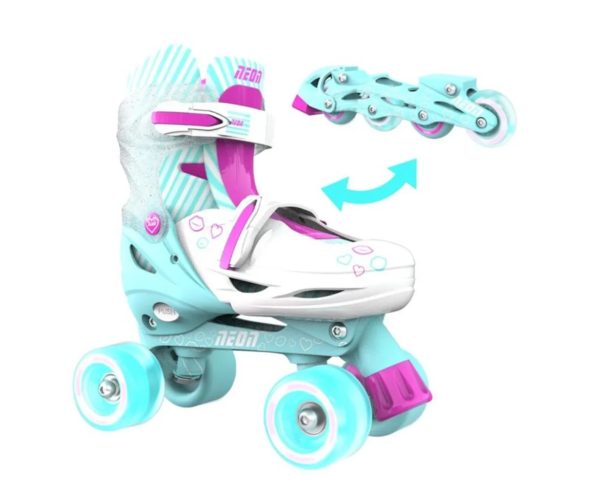 Patines Combo Neón Verde y Rosa T.30-33