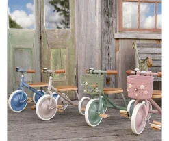 Patinete Banwood Eco + Cesta Pin & Ride Dusty Rose y Pines Flores