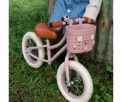 Patinete Banwood Eco + Cesta Pin & Ride Dusty Rose y Pines Flores
