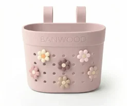 Patinete Banwood Eco + Cesta Pin & Ride Dusty Rose y Pines Flores