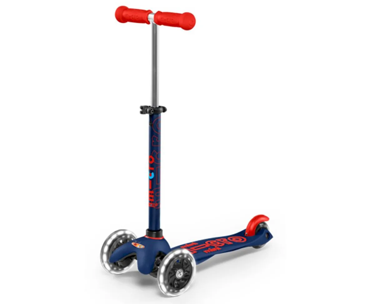 Patinete Mini Micro Deluxe Marino/Rojo Luces LED
