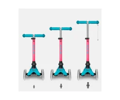 Patinete Plegable Mini Micro Deluxe Neon Aqua/Fucsia Luces LED