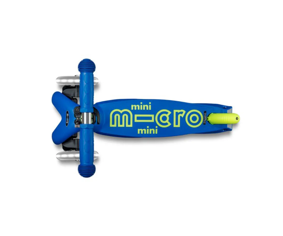 Patinete Plegable Mini Micro Deluxe Neon Azul/Amarillo Luces LED