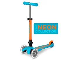 Patinete Plegable Mini Micro Deluxe Neon Azul/Naranja Luces LED