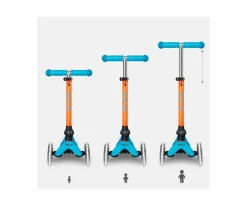 Patinete Plegable Mini Micro Deluxe Neon Azul/Naranja Luces LED