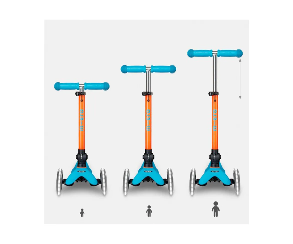 Patinete Plegable Mini Micro Deluxe Neon Azul/Naranja Luces LED