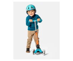 Patinete Plegable Mini Micro Deluxe Neon Azul/Naranja Luces LED