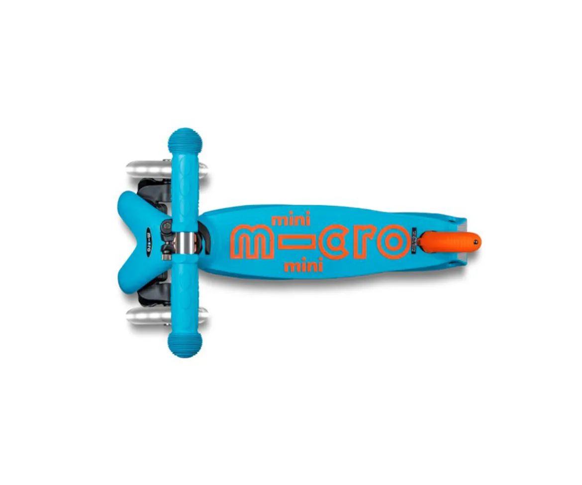 Patinete Plegable Mini Micro Deluxe Neon Azul/Naranja Luces LED