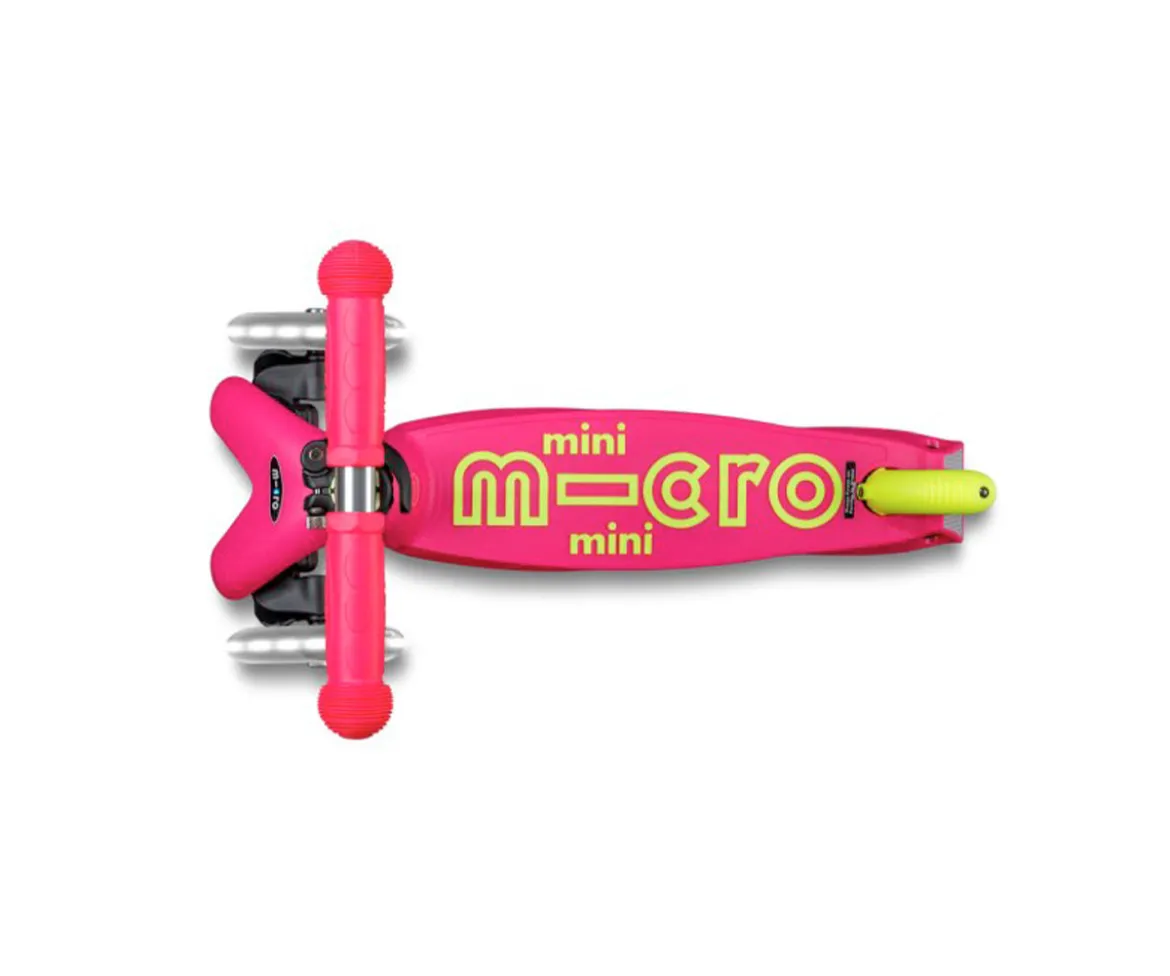 Patinete Plegable Mini Micro Deluxe Neon Rosa/Amarillo Luces LED