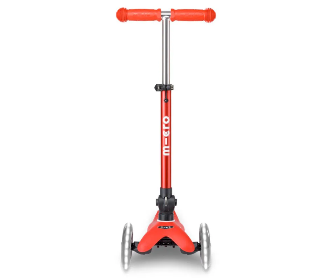 Patinete Plegable Mini Micro Deluxe Rojo Luces LED