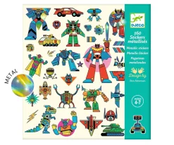 160 Pegatinas Metalizadas Robots