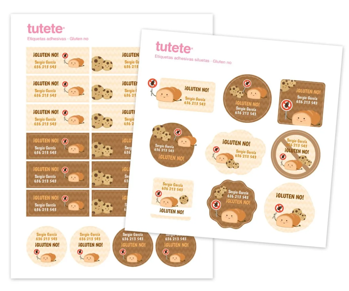 25 Pegatinas para Objetos Gluten No
