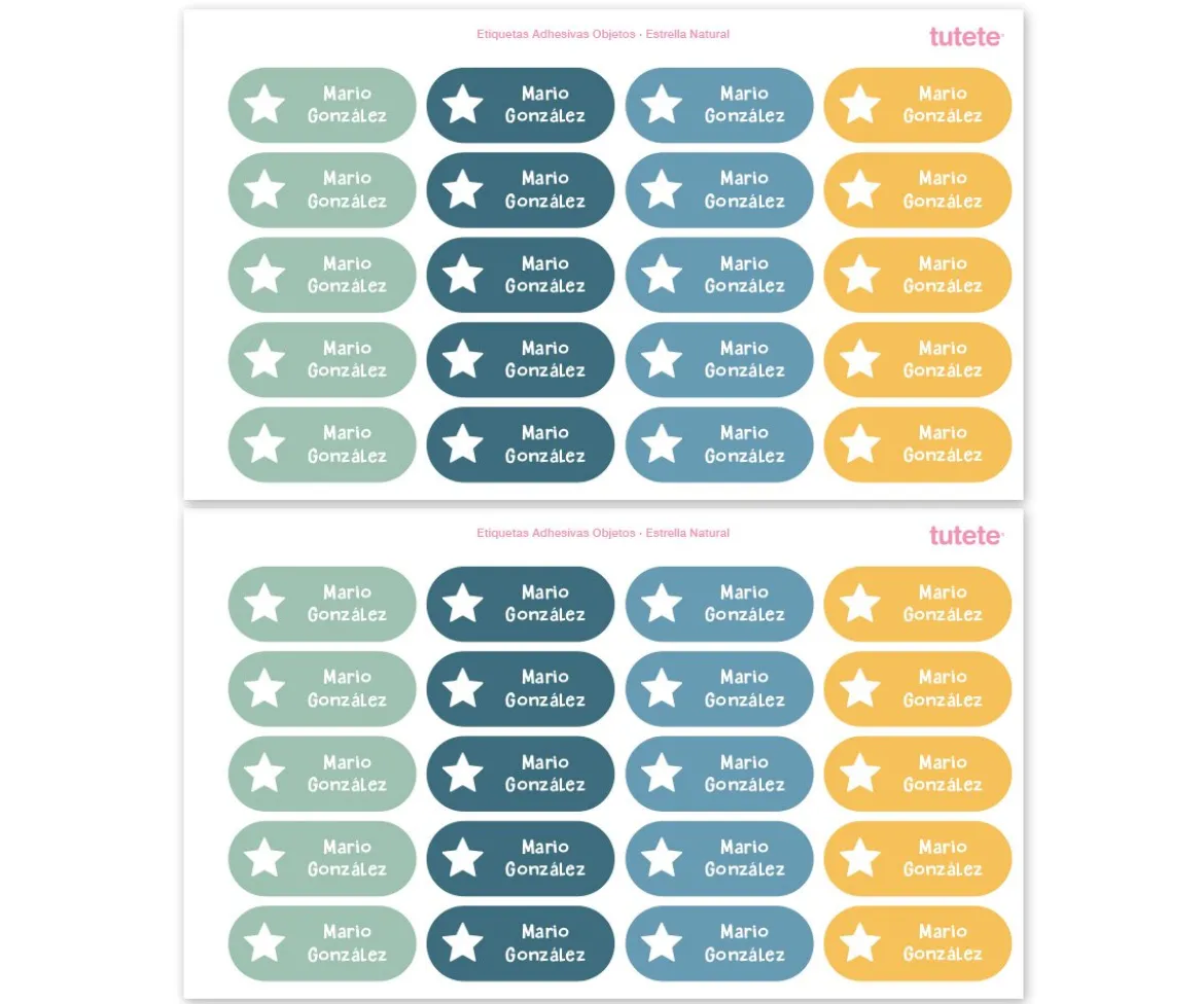 40 Pegatinas para Objetos Natural Estrella