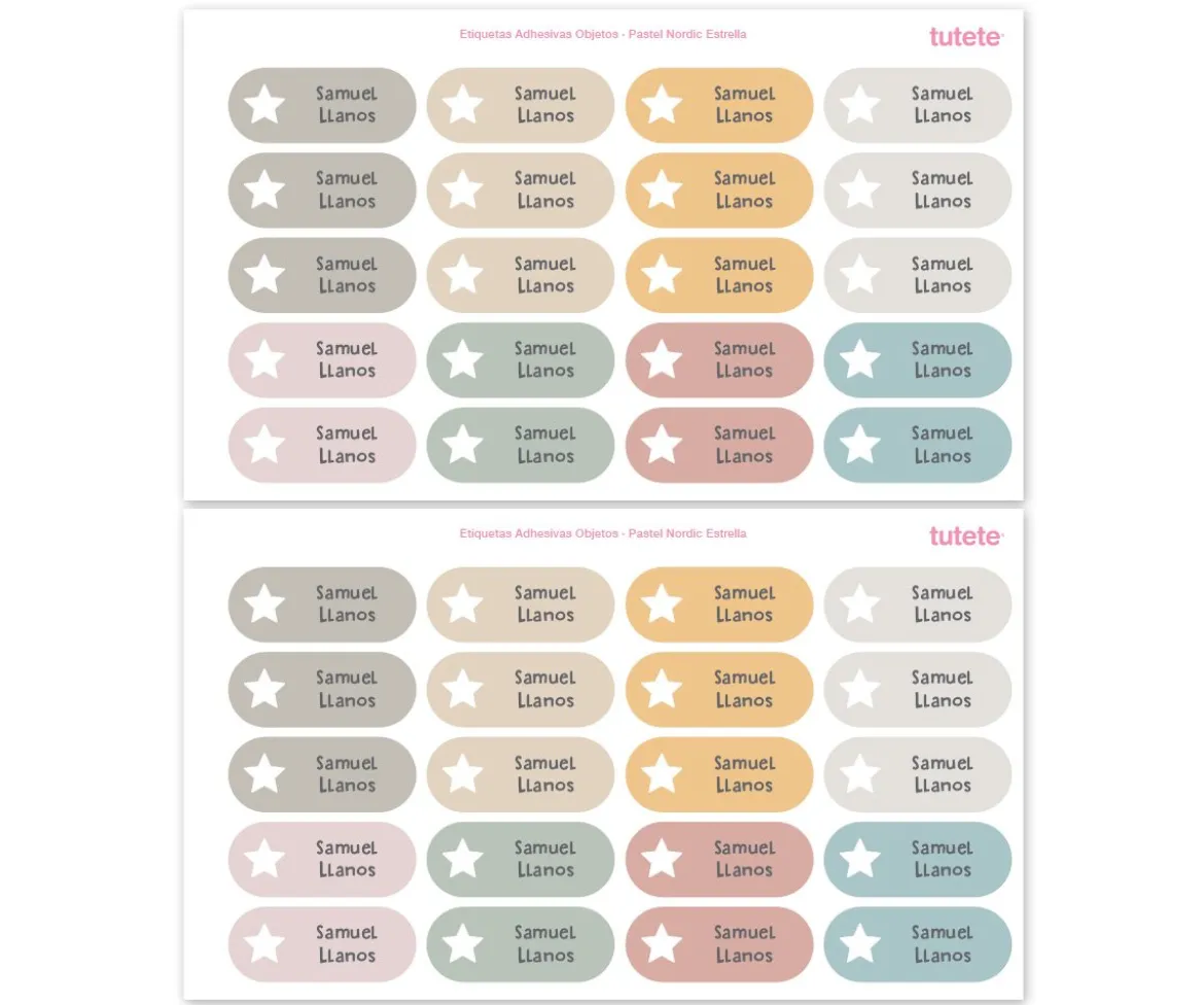 40 Pegatinas para Objetos Pastel Nordic Estrella