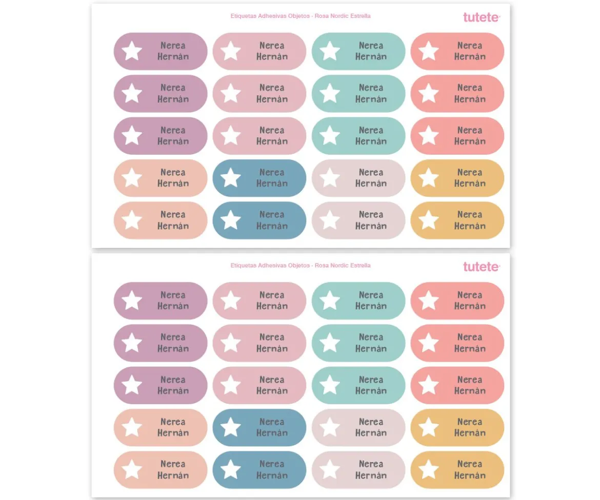 40 Pegatinas para Objetos Rosa Nordic Estrella