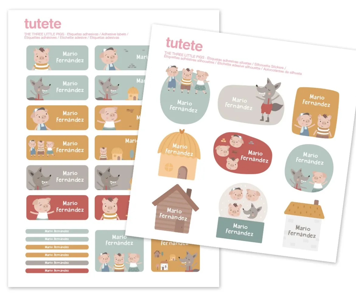 29 Pegatinas para Objetos The Three Little Pigs