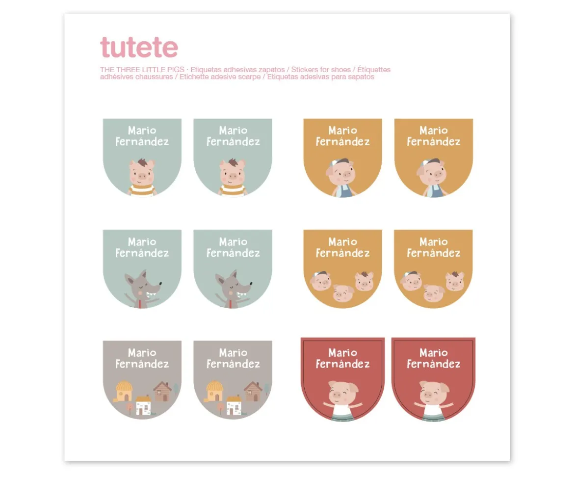 12 Pegatinas Zapatos 3 Little Pigs