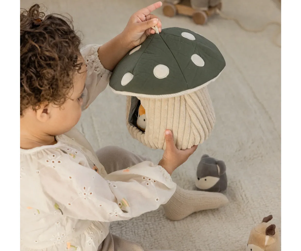 Peluche Sensorial de Actividades Hide & Seek Mushroom Verde