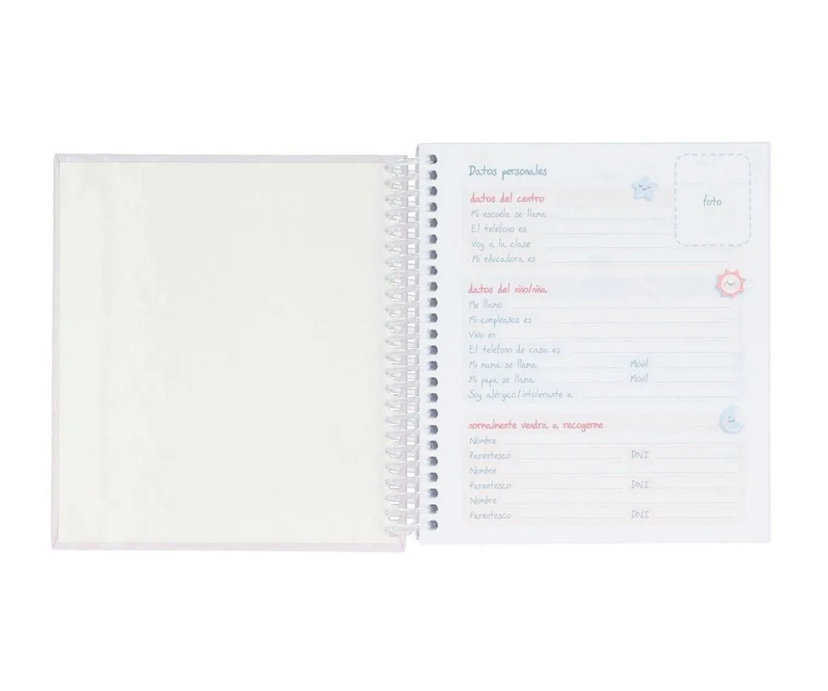 Pequeña Agenda Guardería Personalizable Pandas in Space