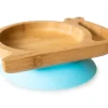 Plato Bambú con Ventosa Caracol Azul