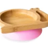 Plato Bambú con Ventosa Caracol Rosa
