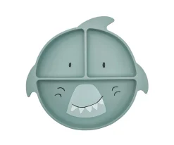 Plato 3 Compartimentos Silicona con Ventosa Mr. Shark