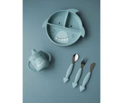 Plato 3 Compartimentos Silicona con Ventosa Mr. Shark