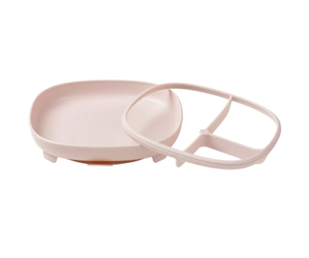 Plato 2 en 1 con Ventosa y Compartimentos Extraíbles Blush