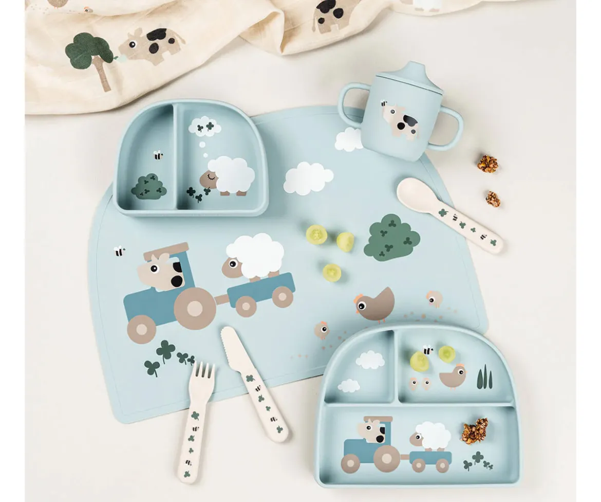 Plato Foodie Compartimentos Tiny Farm Blue
