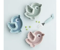 Plato Silicona Stick&Stay Snack Birdee Blue