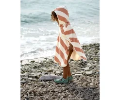 Poncho Baño Stripes Clay Sea Salt