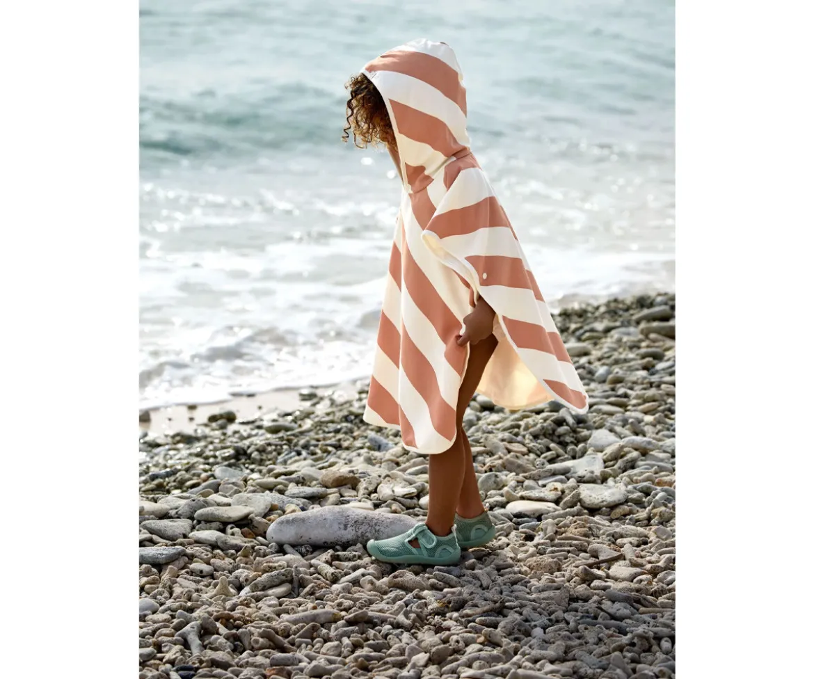 Poncho Baño Stripes Clay Sea Salt
