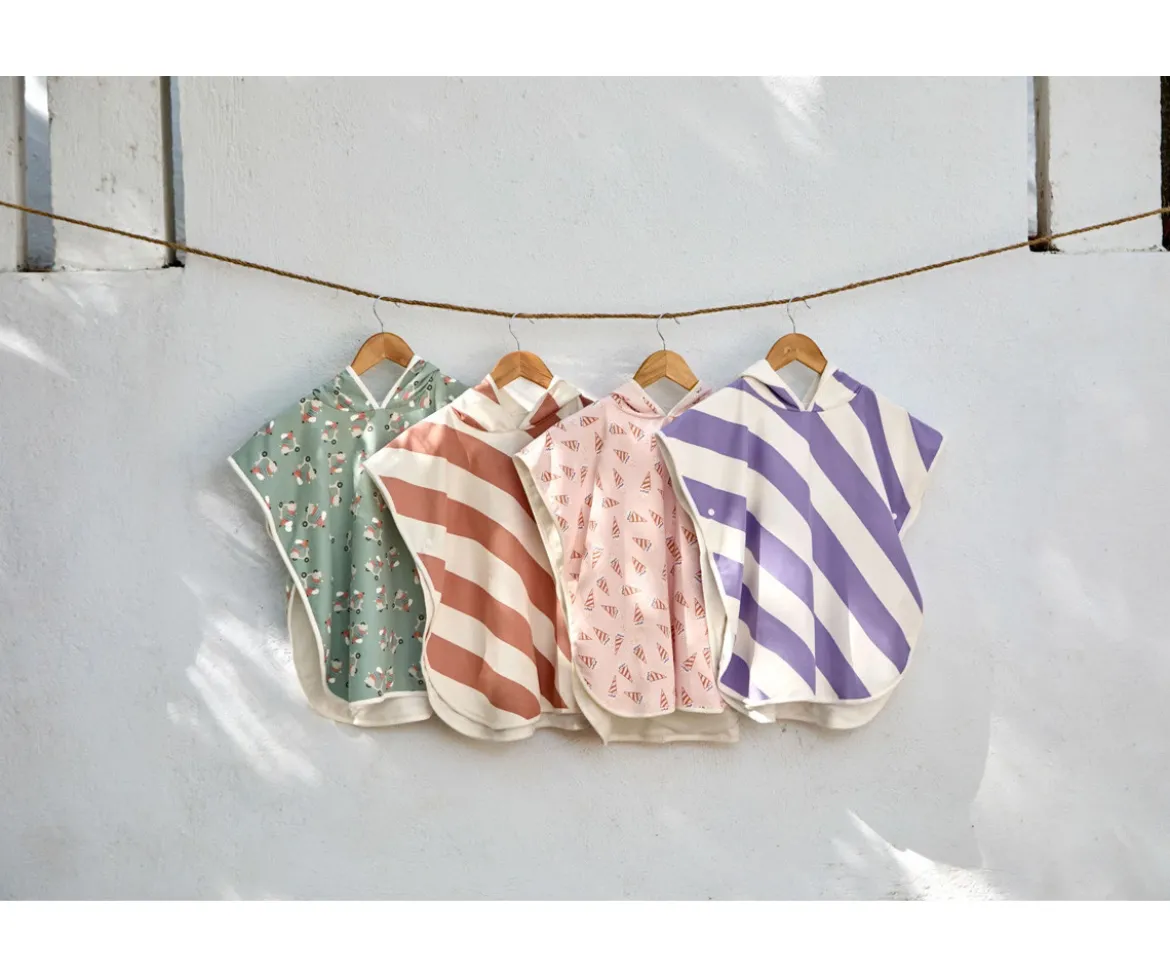 Poncho Baño Stripes Clay Sea Salt